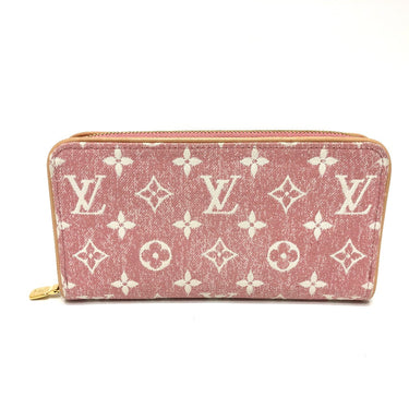 LOUIS VUITTON Long Wallet Purse M81182 Monogram denim pink Monogram denim Zippy wallet Women Used Authentic